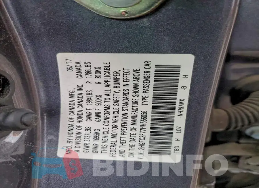2HGFC2F77HH556056 Photo# 12