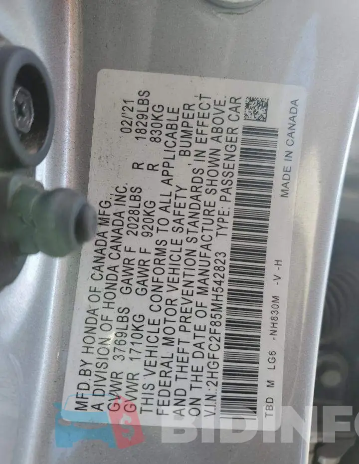 2HGFC2F85MH542823 Photo# 13