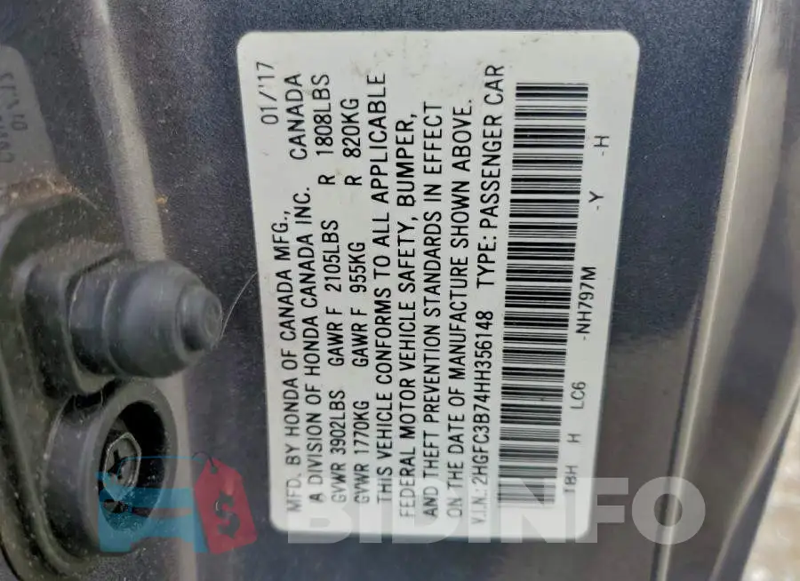 2HGFC3B74HH356148 Photo# 13