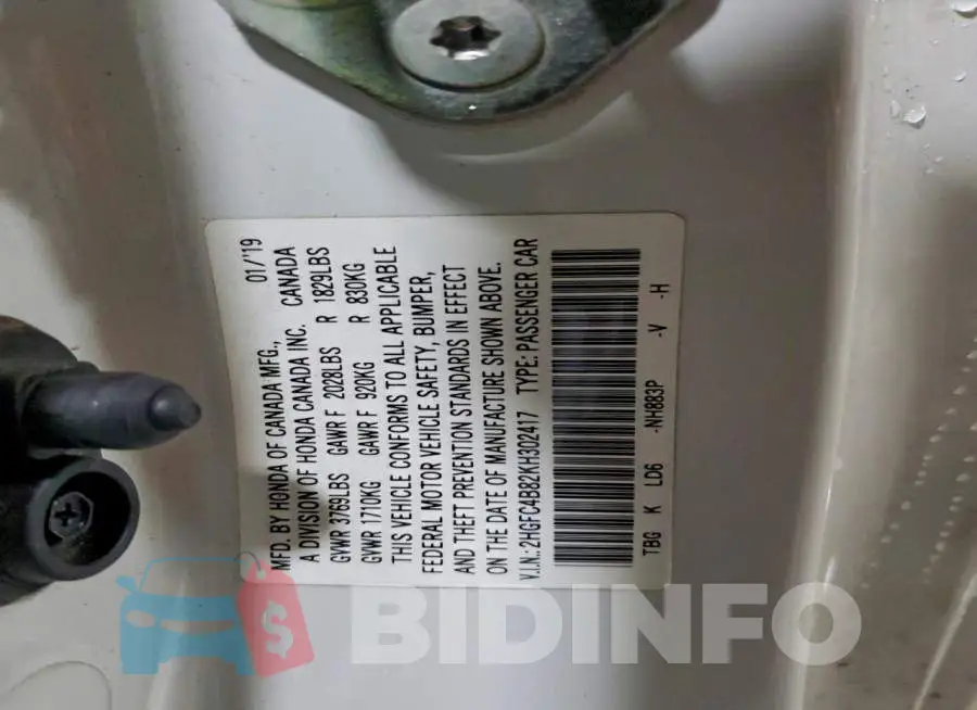 2HGFC4B82KH302417 Photo# 12
