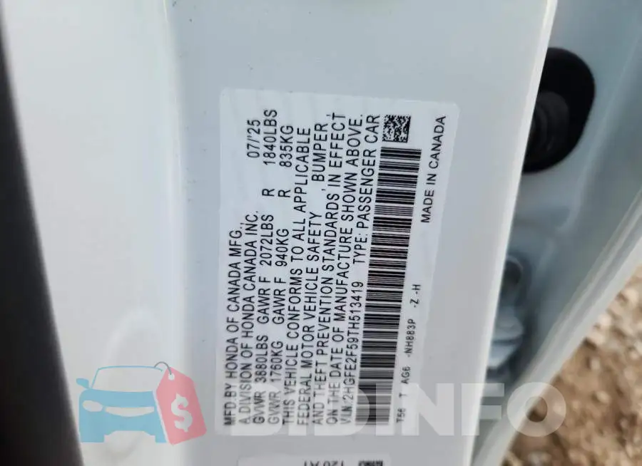 2HGFE2F59TH513419 Photo# 13