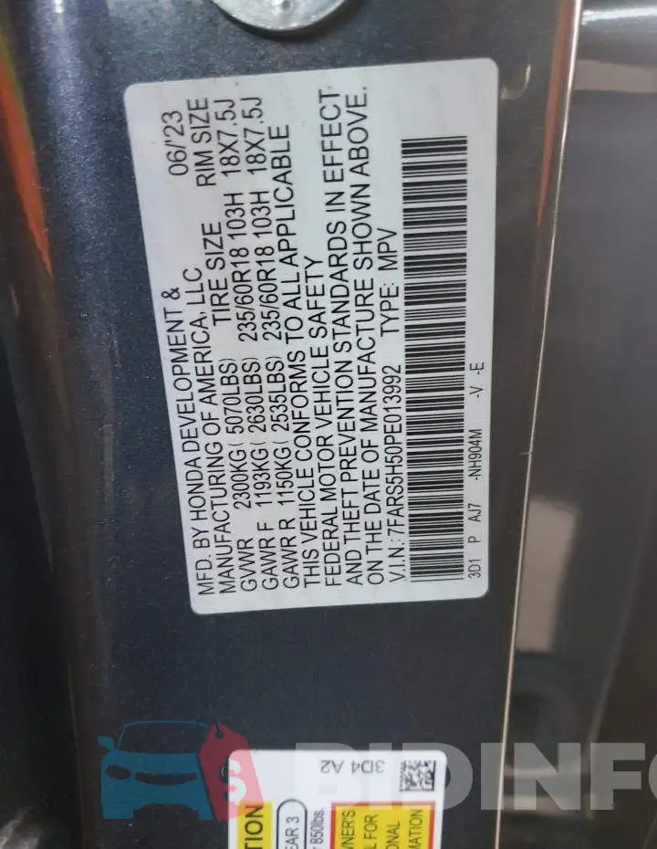 7FARS5H50PE013992 Photo# 12