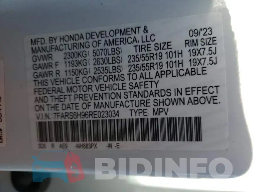 7FARS6H96RE023034 Photo# 13