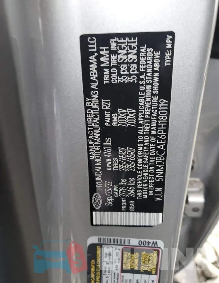 5NMJBCAE6PH180119 Photo# 13