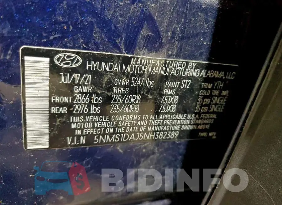 5NMS1DAJ5NH382389 Photo# 13