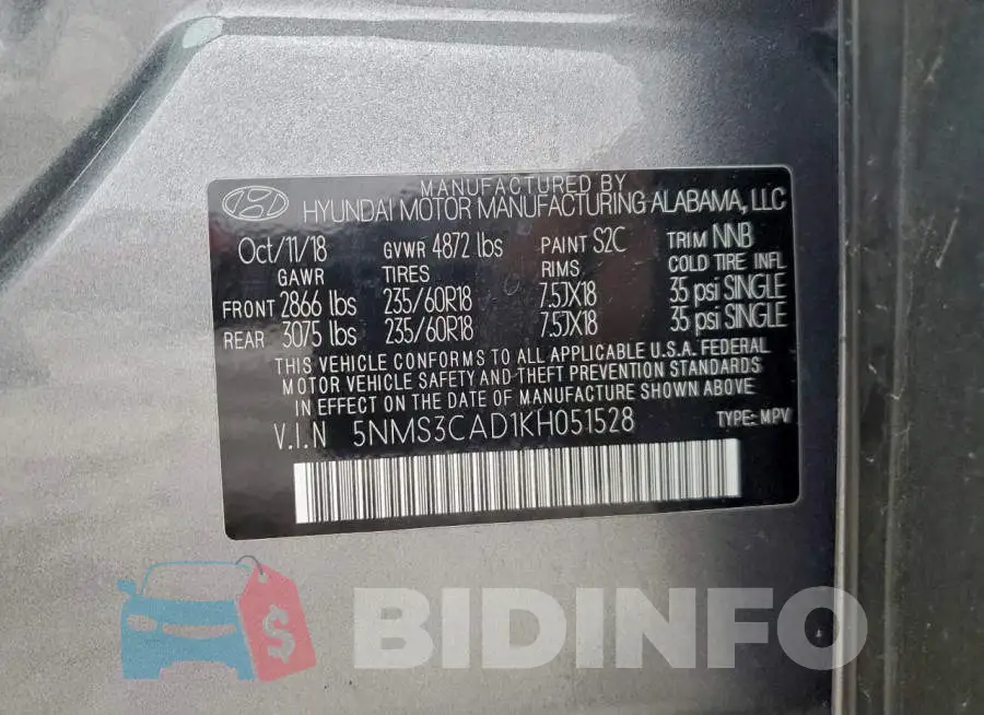 5NMS3CAD1KH051528 Photo# 14