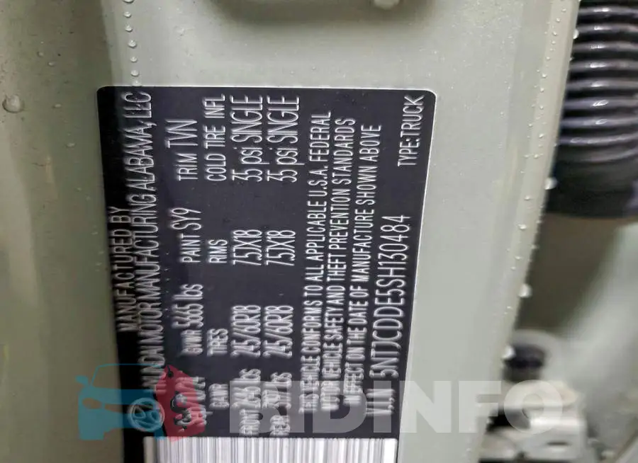 5NTJCDDE5SH130484 Photo# 13