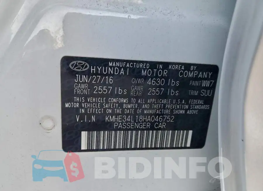 KMHE34L18HA046752 Photo# 12