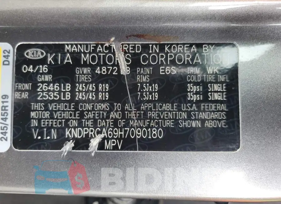 KNDPRCA69H7090180 Photo# 14