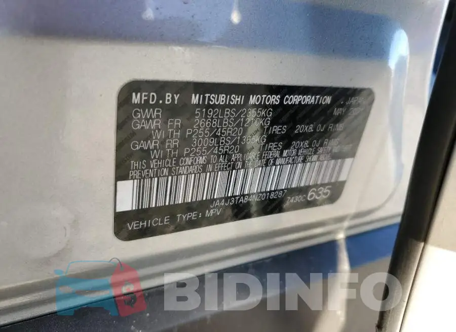 JA4J3TA84NZ018287 Photo# 13