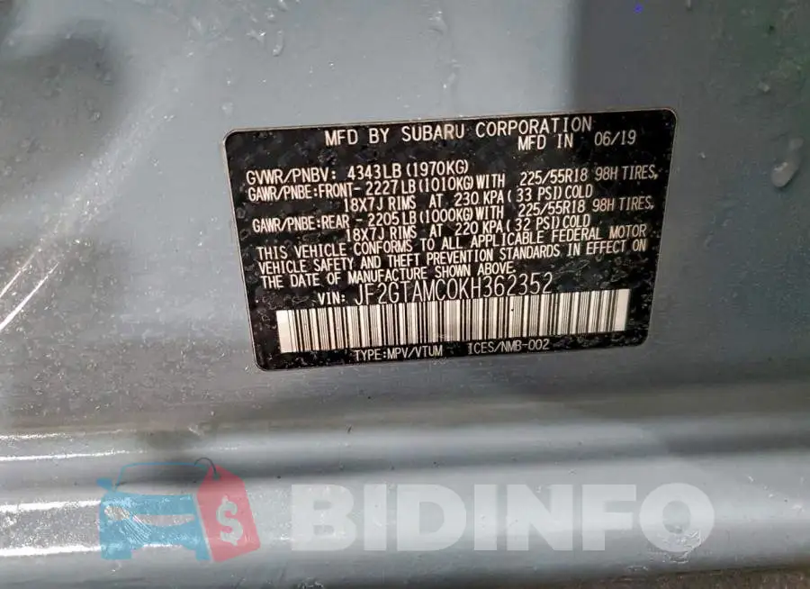 JF2GTAMC0KH362352 Photo# 13