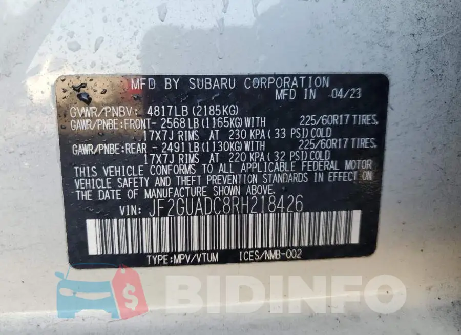 JF2GUADC8RH218426 Photo# 14