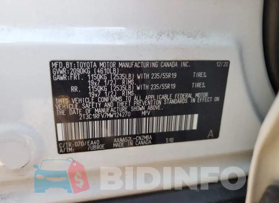 2T3C1RFV7MW124270 Photo# 13