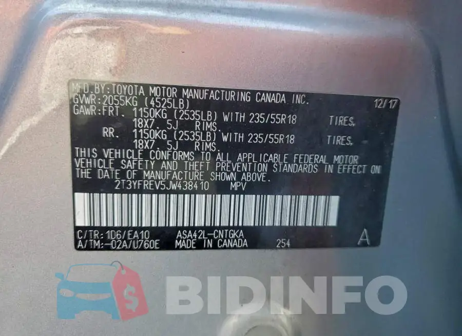 2T3YFREV5JW438410 Photo# 12