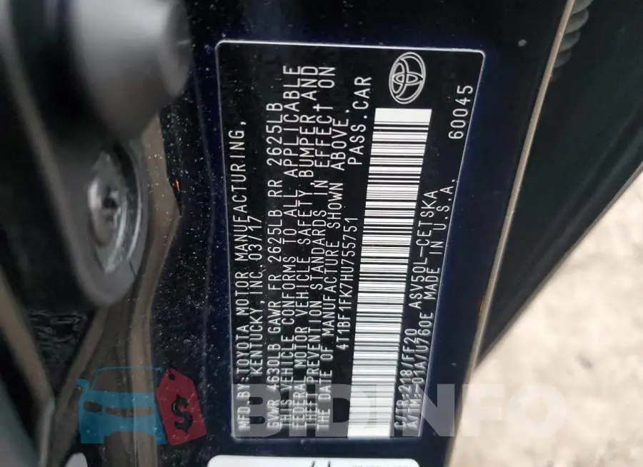 4T1BF1FK7HU755751 Photo# 12