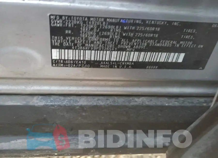 4T3B6RFV9PU126541 Photo# 12