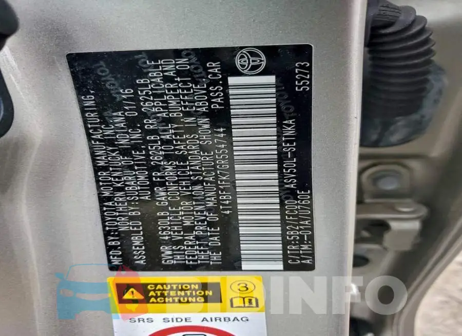 4T4BF1FK7GR554744 Photo# 13