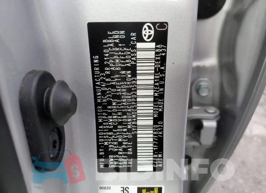 5YFB4MDE5PP031593 Photo# 12