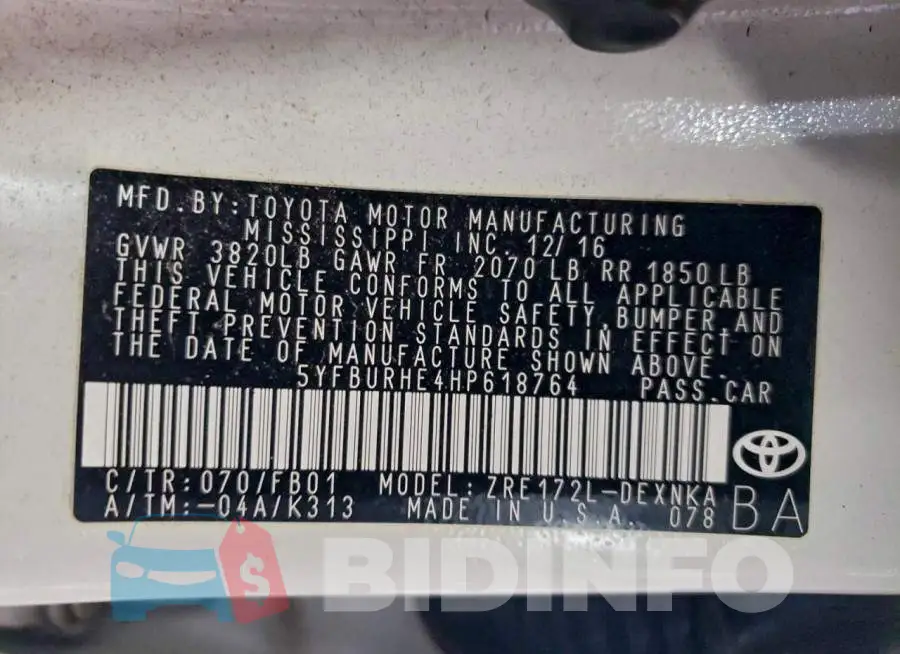 5YFBURHE4HP618764 Photo# 12