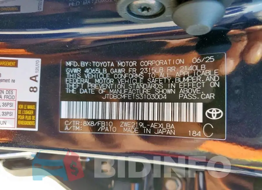 JTDBCMFE1S3103004 Photo# 12