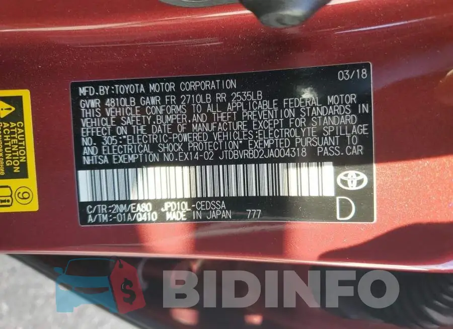 JTDBVRBD2JA004318 Photo# 12