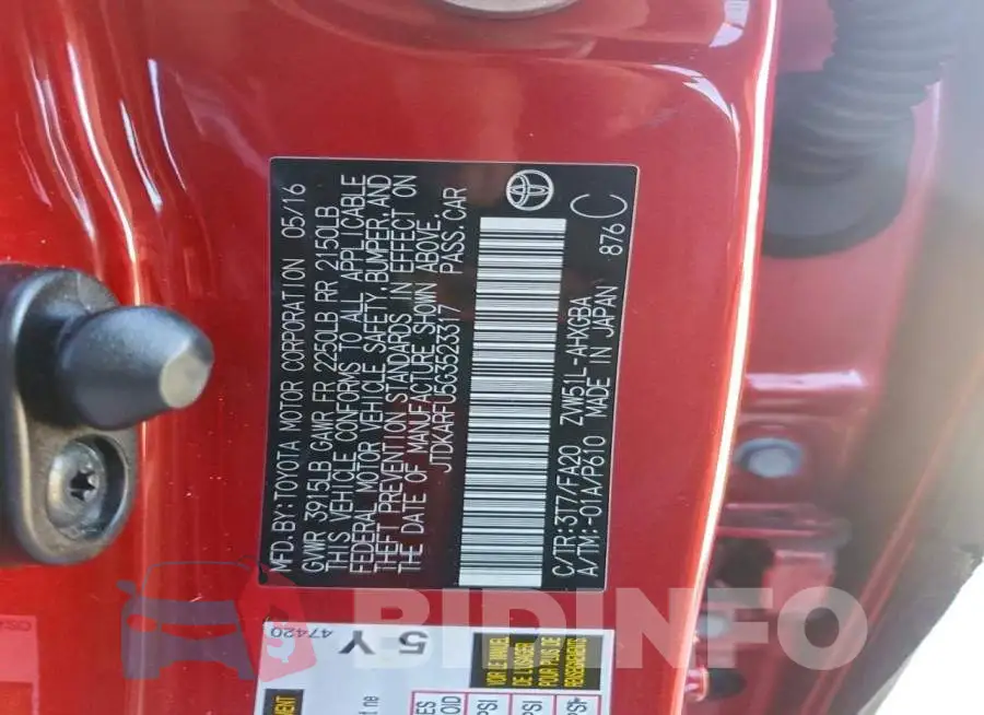 JTDKARFU5G3523317 Photo# 12