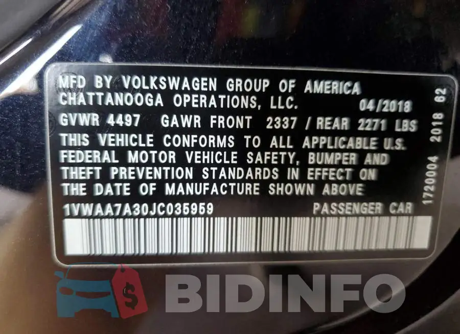 1VWAA7A30JC035959 Photo# 12