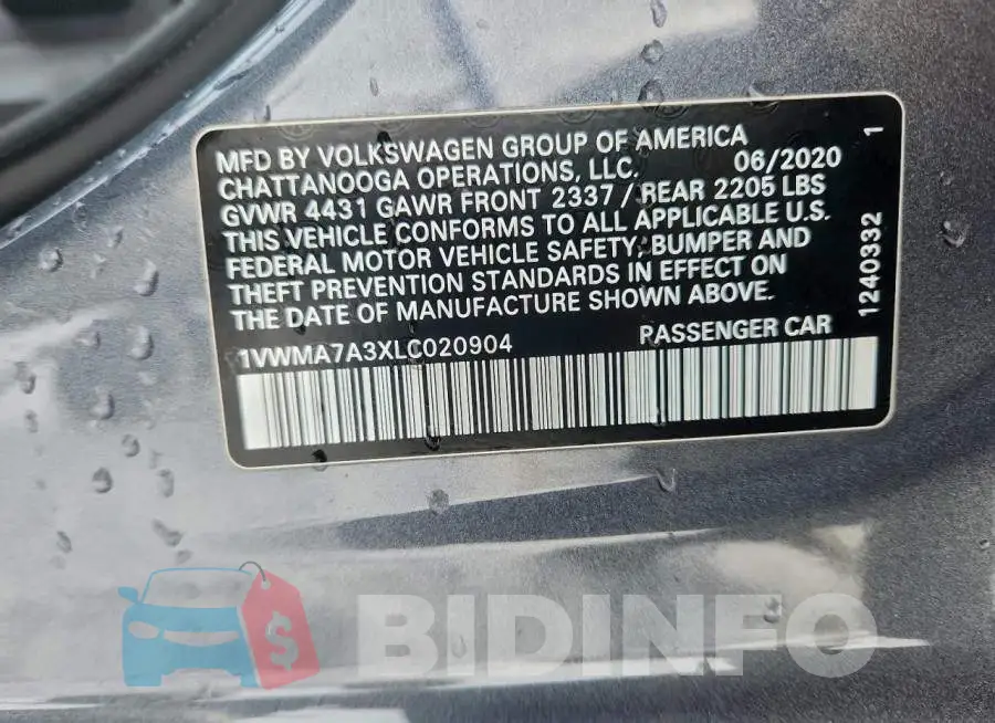 1VWMA7A3XLC020904 Photo# 12
