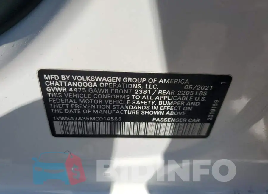 1VWSA7A35MC014565 Photo# 12
