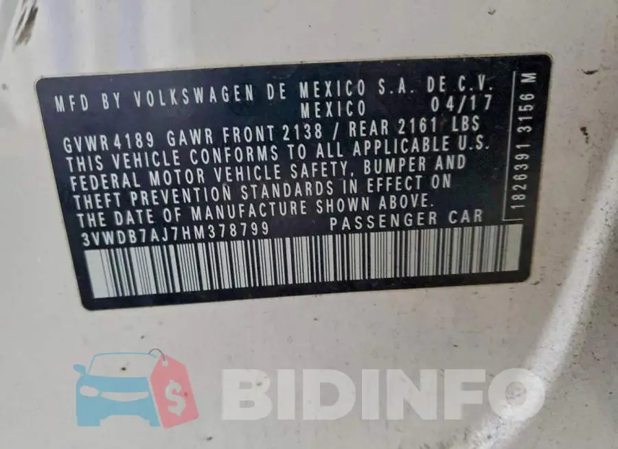 3VWDB7AJ7HM378799 Photo# 12
