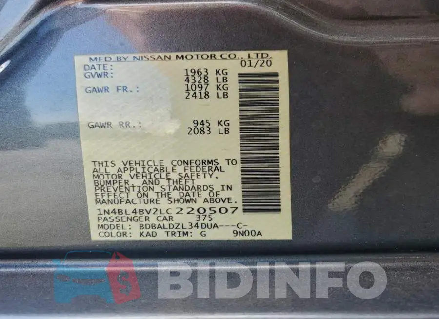 1N4BL4BV2LC220507 Photo# 12
