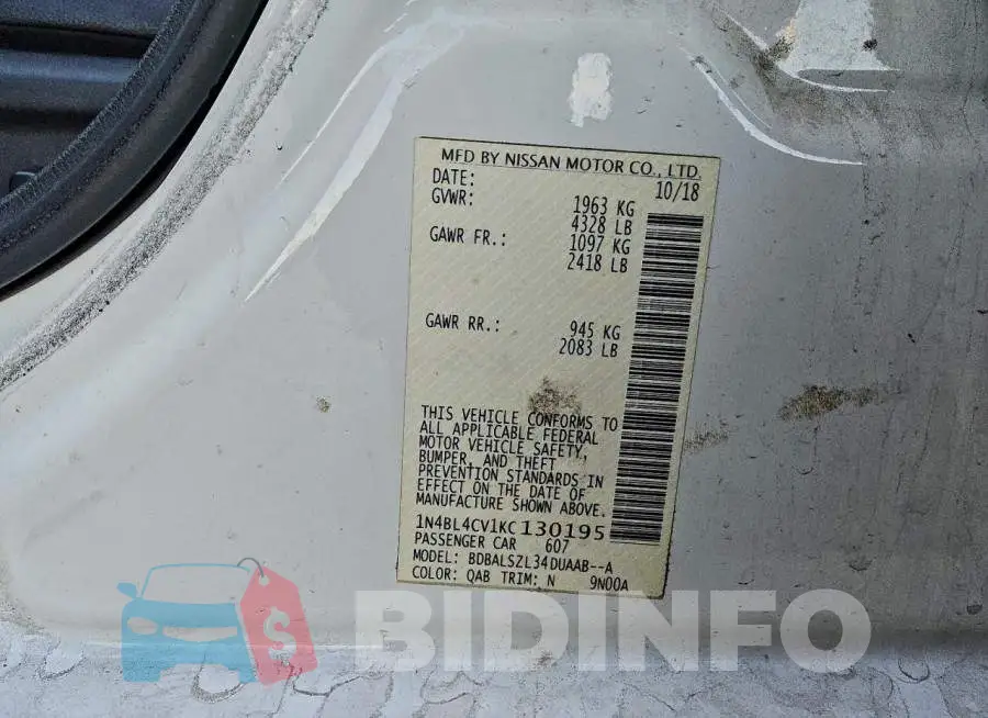 1N4BL4CV1KC130195 Photo# 12
