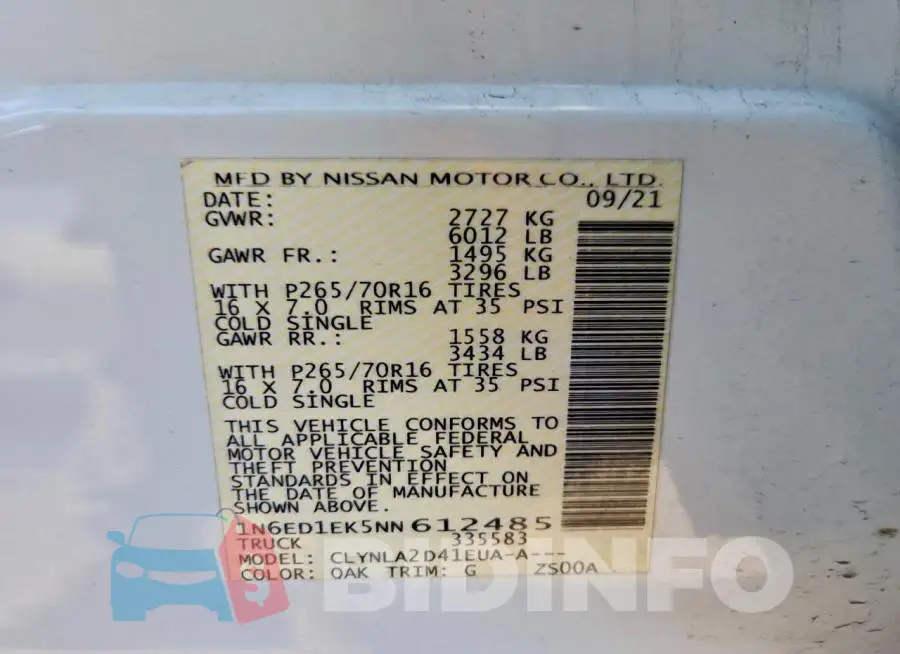 1N6ED1EK5NN612485 Photo# 13