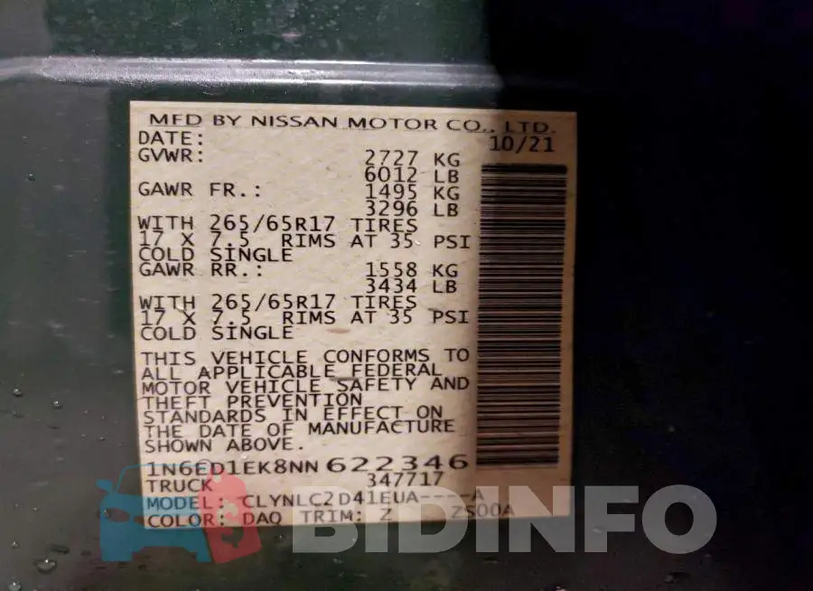1N6ED1EK8NN622346 Photo# 12
