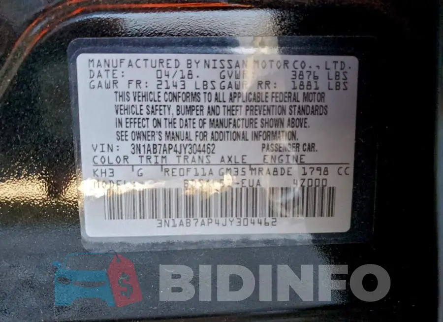 3N1AB7AP4JY304462 Photo# 12