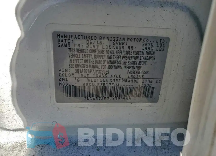 3N1AB7AP7JY323989 Photo# 12