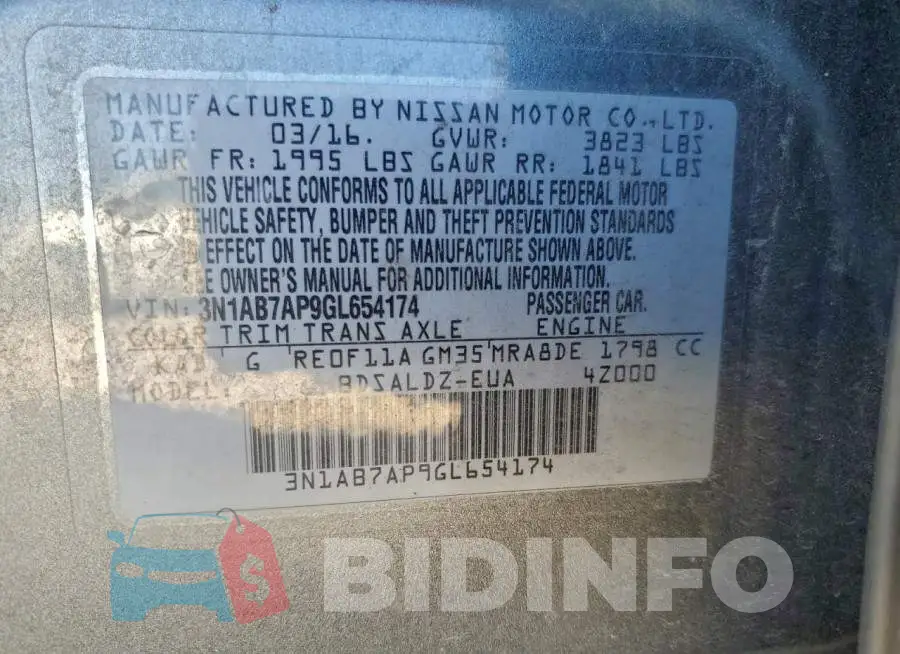 3N1AB7AP9GL654174 Photo# 13