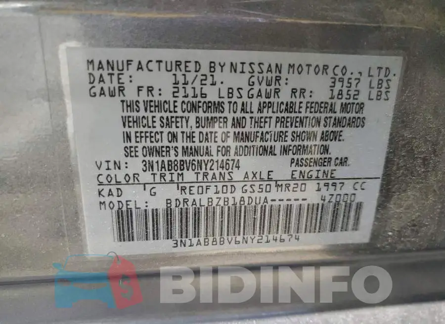 3N1AB8BV6NY214674 Photo# 13