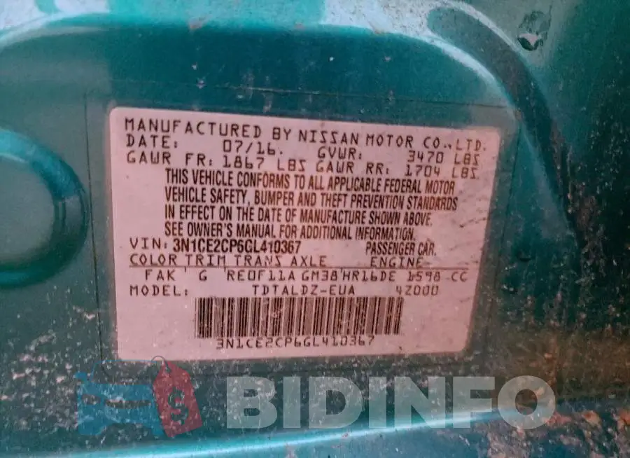 3N1CE2CP6GL410367 Photo# 12