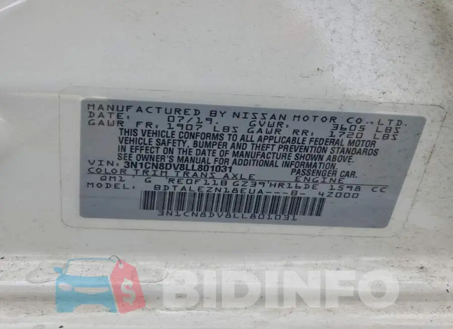 3N1CN8DV8LL801031 Photo# 13