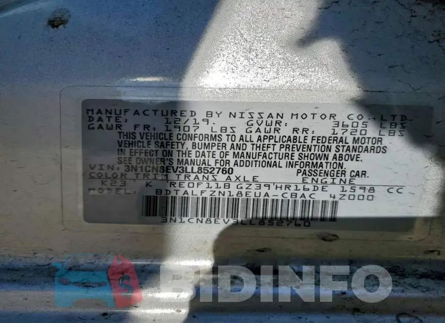 3N1CN8EV3LL852760 Photo# 12