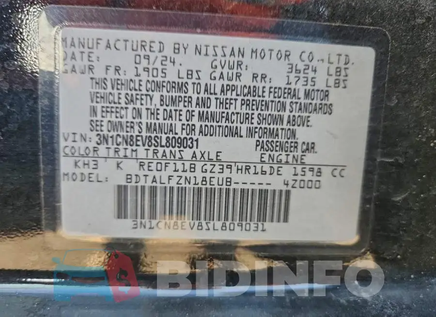 3N1CN8EV8SL809031 Photo# 12
