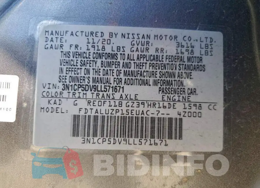 3N1CP5DV9LL571671 Photo# 14