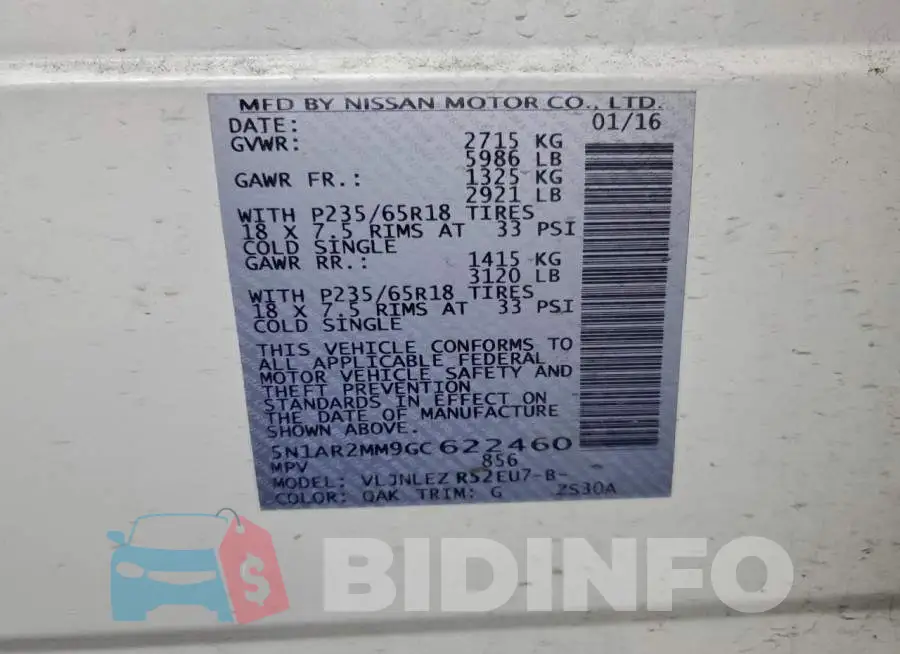 5N1AR2MM9GC622460 Photo# 13