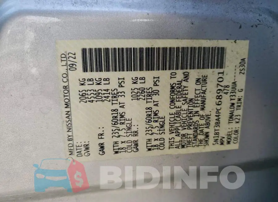 5N1BT3BA4PC689701 Photo# 14
