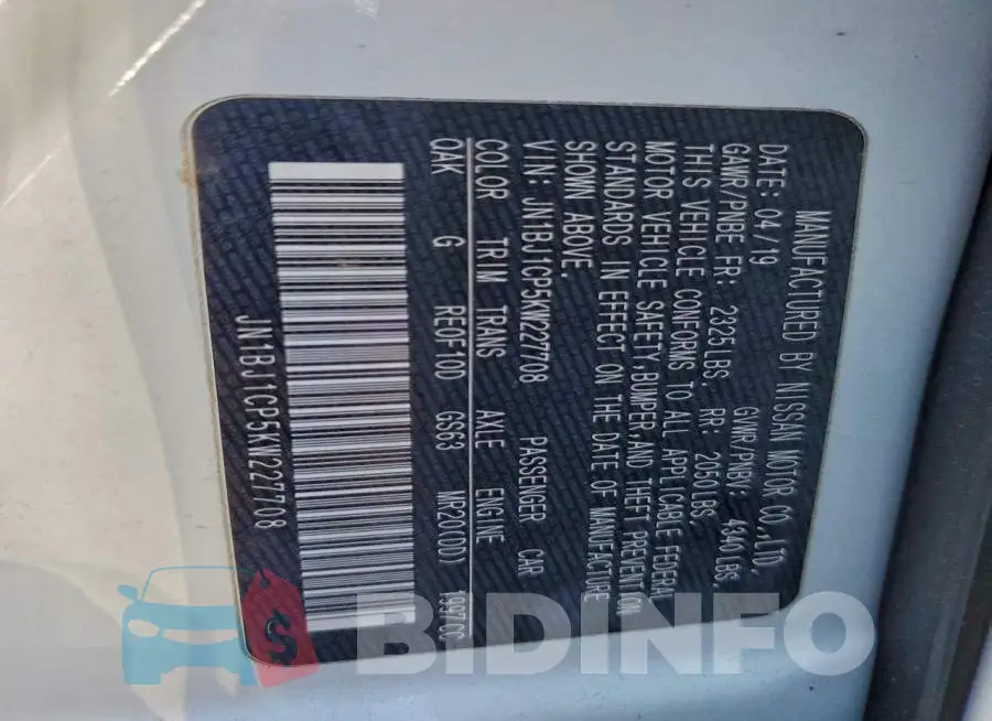 JN1BJ1CP5KW227708 Photo# 12