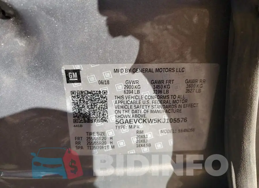 5GAEVCKW5KJ105576 Photo# 14