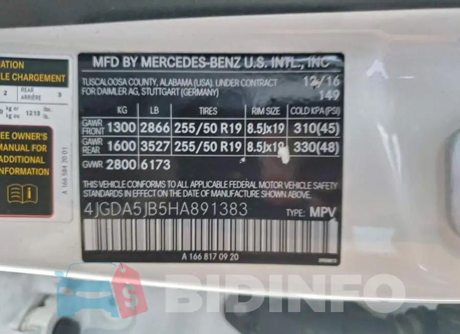 4JGDA5JB5HA891383 Photo# 14