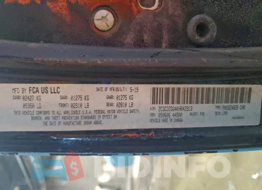 2C3CDZGG4KH642913 Photo# 12