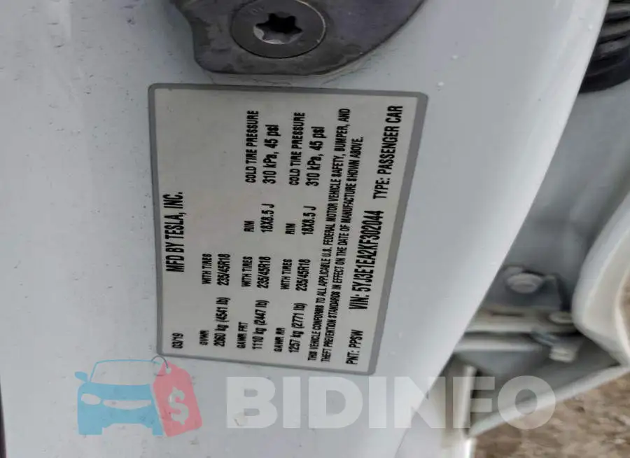 5YJ3E1EA2KF302044 Photo# 12